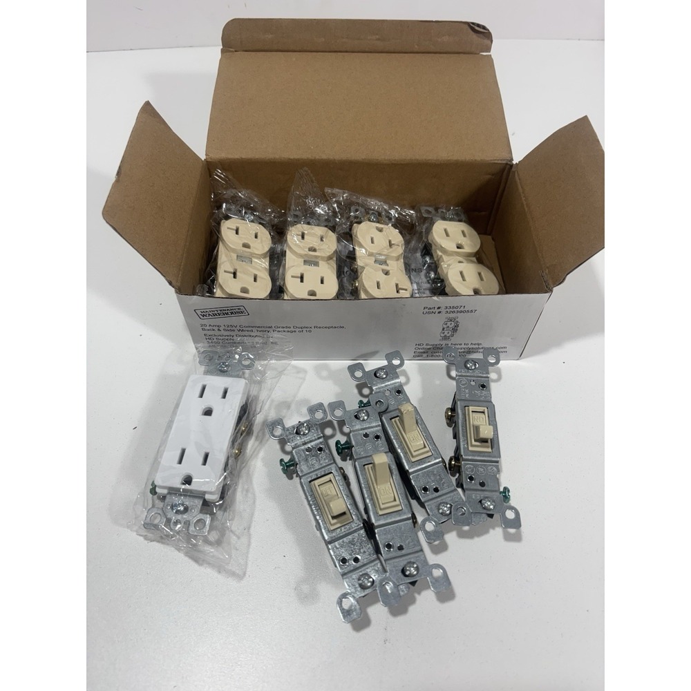 4 Pc Standard Duplex Receptacles 20‎ Amp IVORY 20A Commercial Grade And More